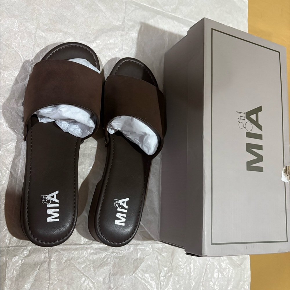 MIA Dark Brown Slide Sandals